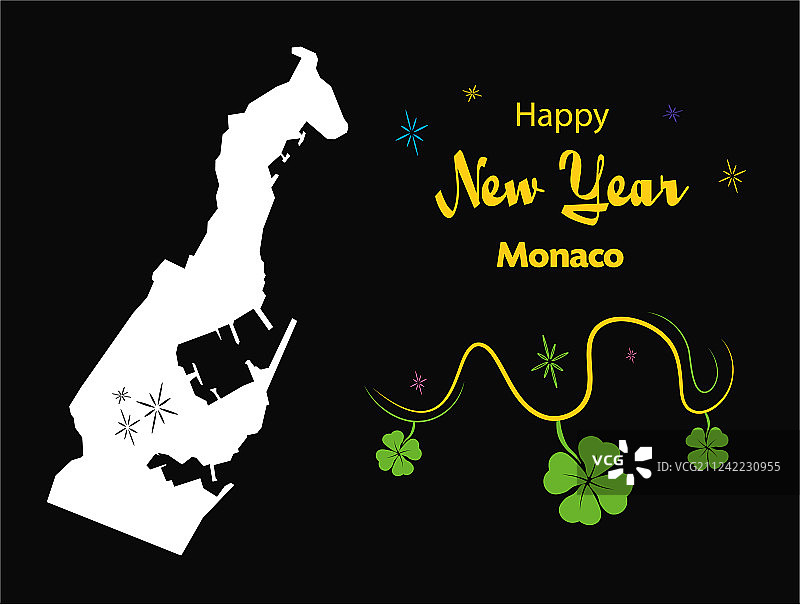 以摩纳哥地图为主题的新年图片素材