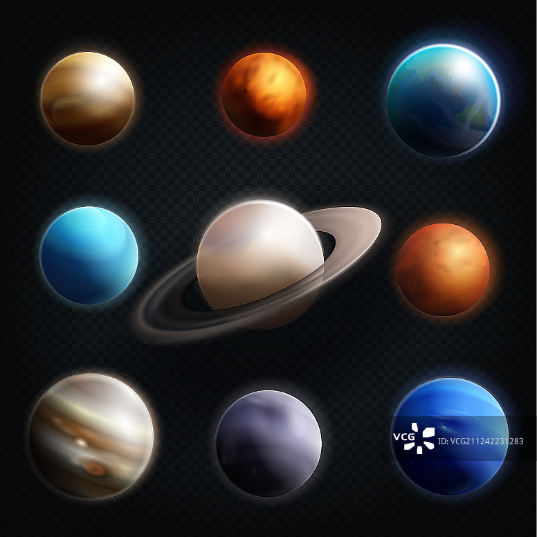 行星真实图标集图片素材