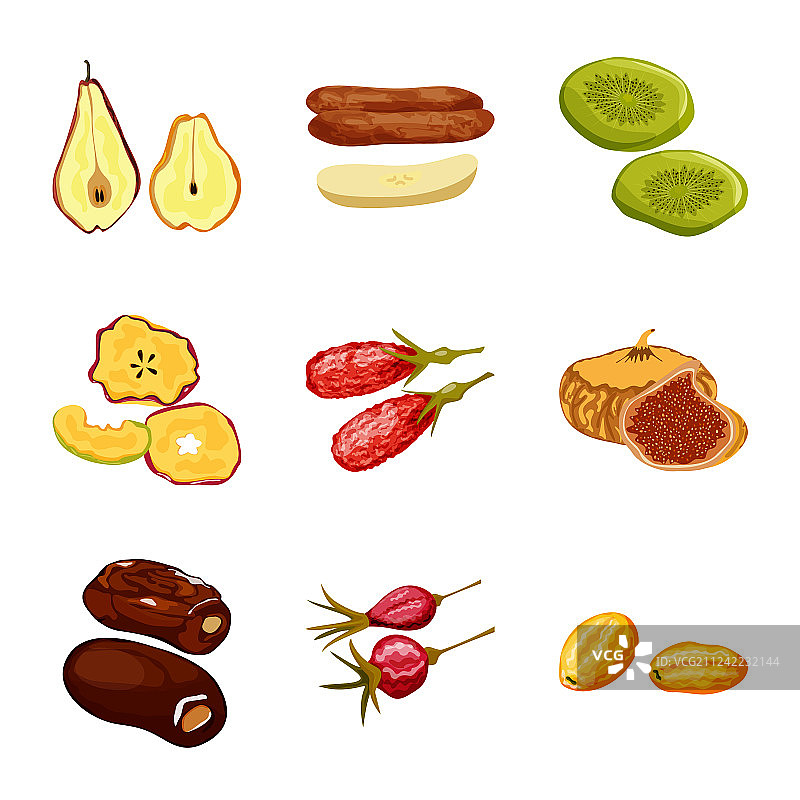水果和干果符号集图片素材