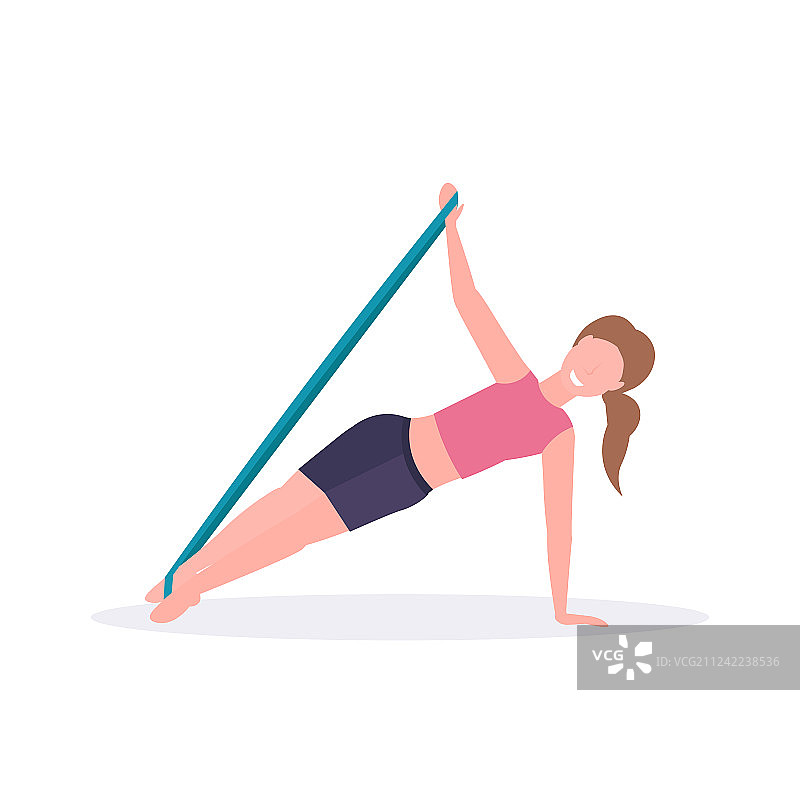 用阻力带做运动的女人图片素材