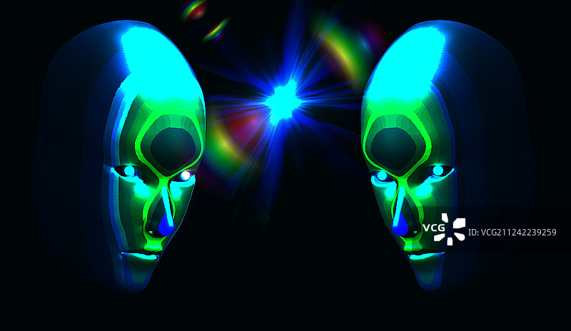 两个多色人头图片素材