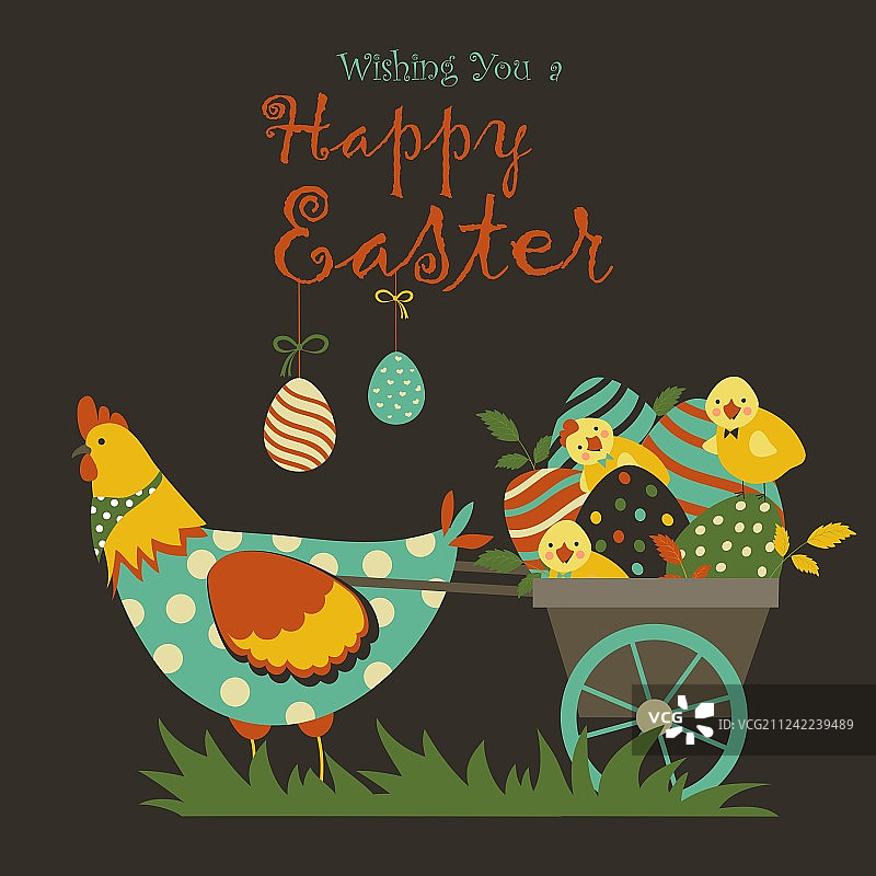 小兔子、小鸡和复活节彩蛋图片素材