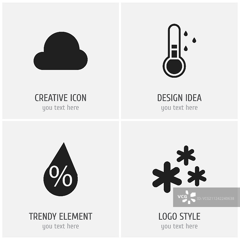 4个可编辑的空气图标符号套装图片素材