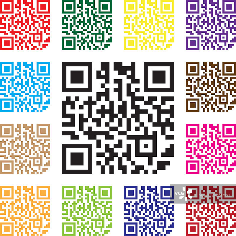 隔离的现代简约多色二维码标志图片素材