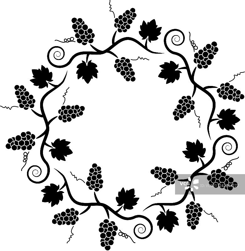 黑白葡萄藤装饰图案图片素材