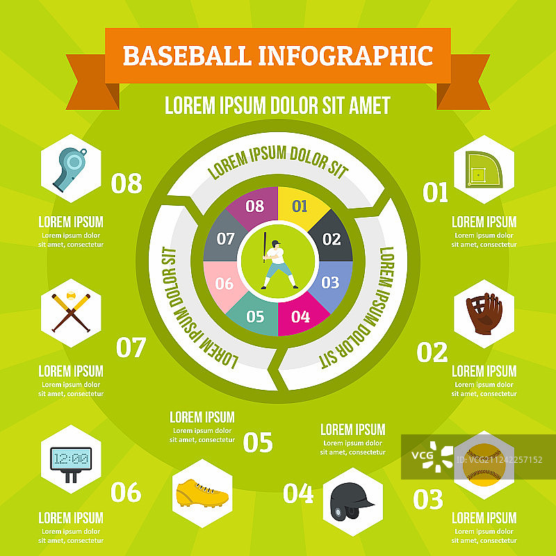 棒球信息图表概念扁平风格图片素材