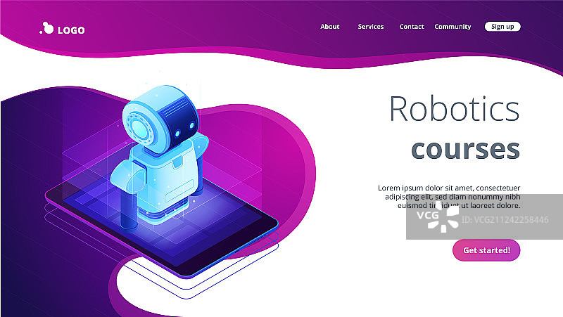 移动机器人2.5D着陆页图片素材