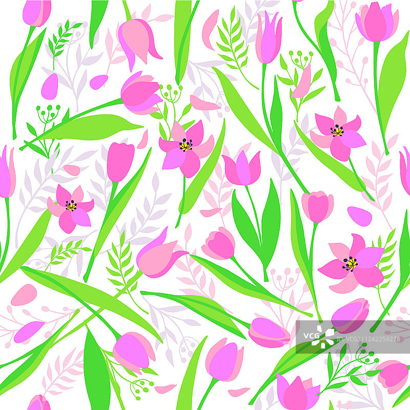 可爱时尚郁金香无缝图案图片素材