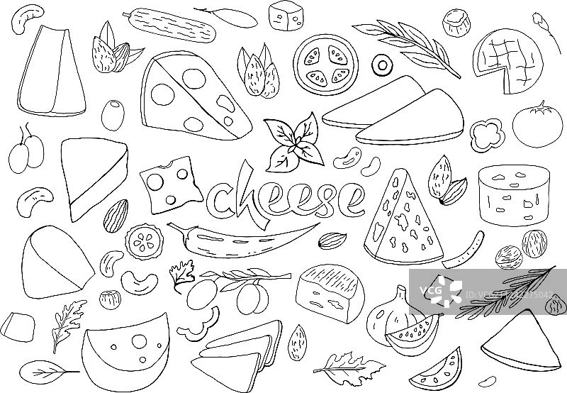 手绘奶酪元素合集图片素材