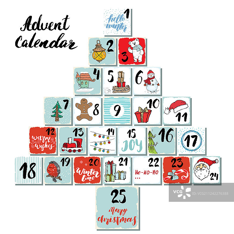 圣诞节降临节日历冬季元素合集图片素材