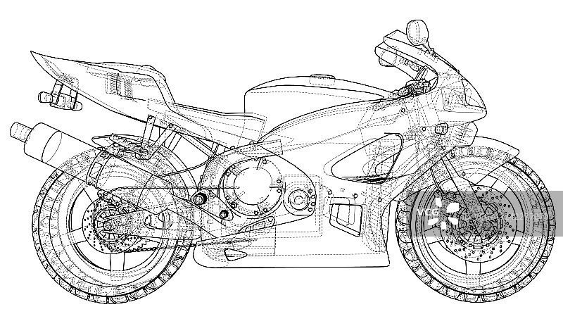 运动自行车蓝图EPS10格式图片素材