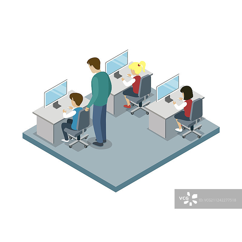 学校信息学课程2.5D图标图片素材