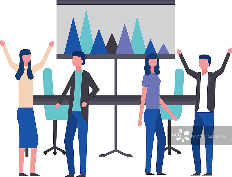 商务男人和女人办公室桌椅图片素材