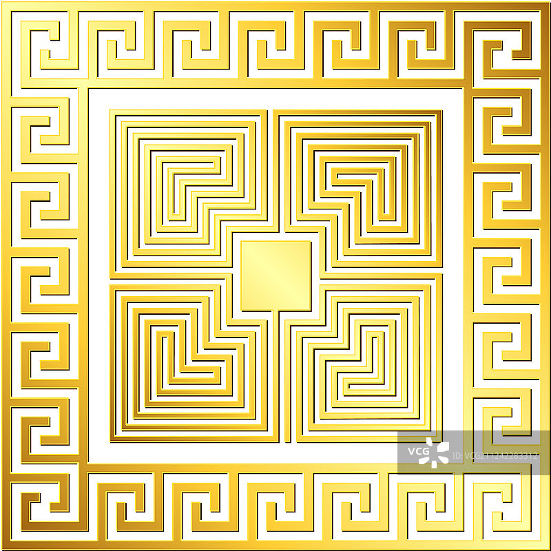 传统复古金色希腊回纹装饰图片素材