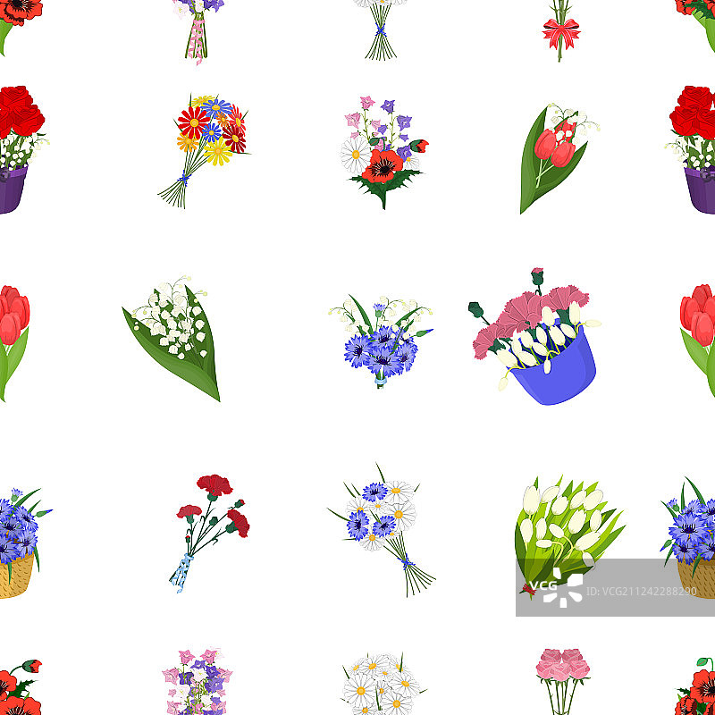 卡通风格的新鲜花束图标图片素材