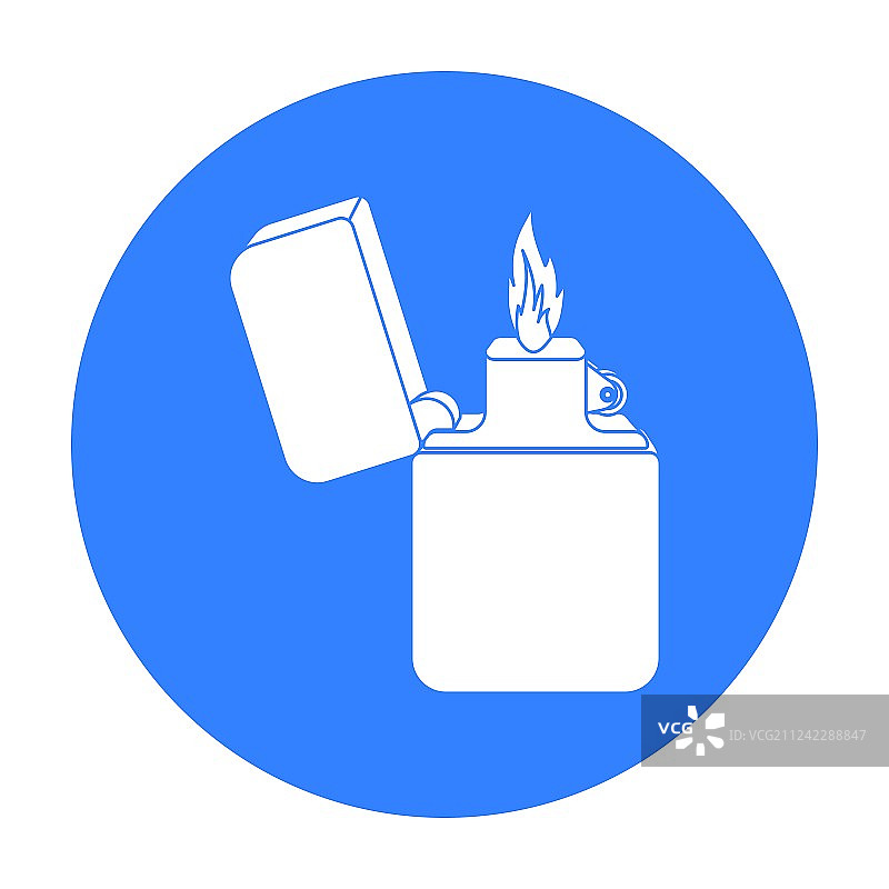 黑色风格的打火机图标，隔离在白色上图片素材