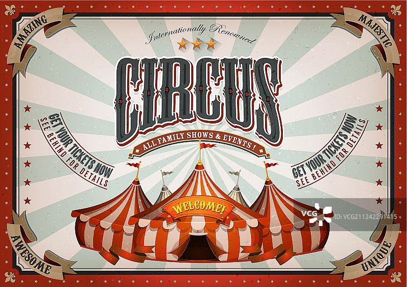 复古马戏团大帐篷海报图片素材