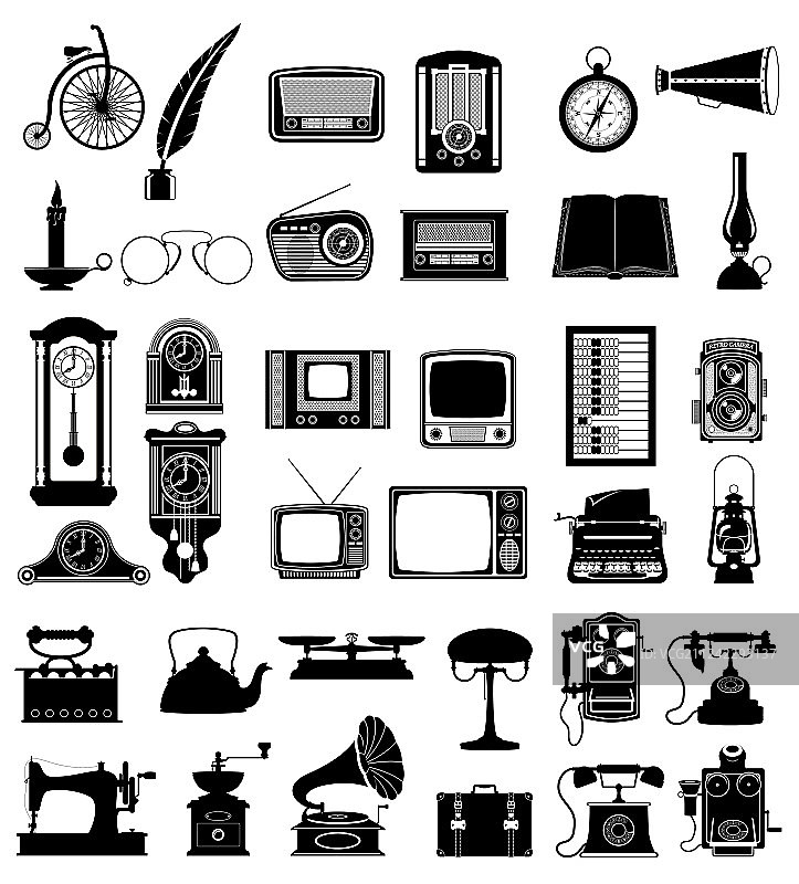 复古老式图标对象大合集图片素材