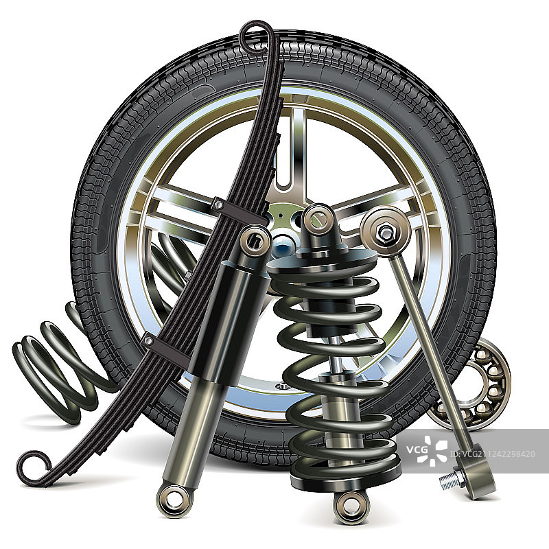 带悬挂部件的汽车车轮图片素材