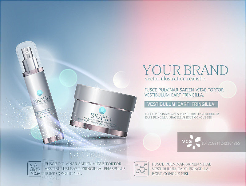 现代散景背景元素上的玻璃罐图片素材