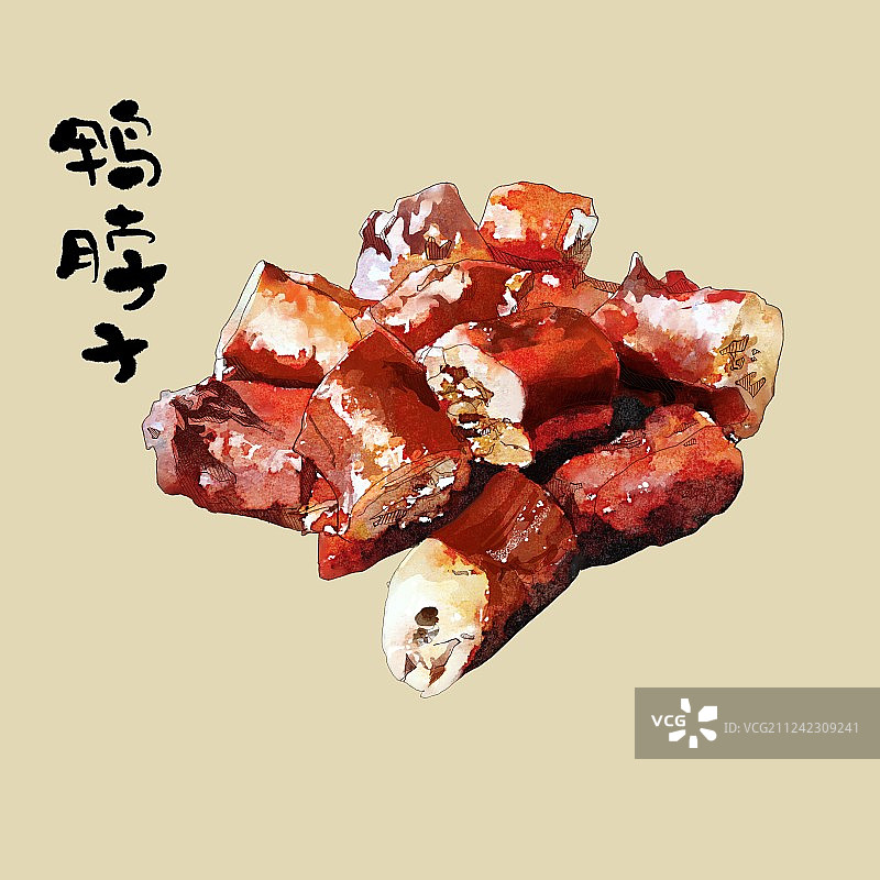美食插画 卤味卤料 鸡鸭肉 单品不带盘子 鸭脖子鸡脖子图片素材