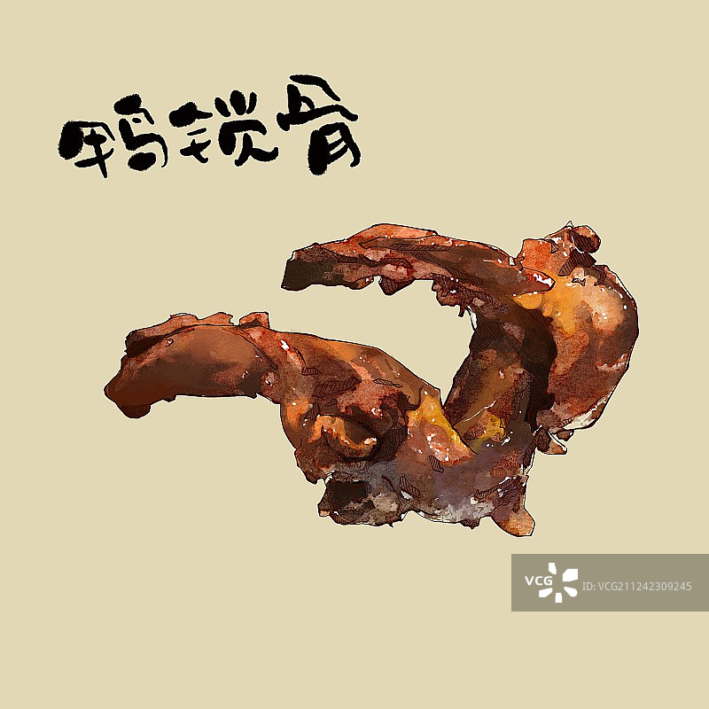 美食插画 卤味卤料 鸡鸭肉 单品不带盘子 鸭锁骨鸡锁骨图片素材