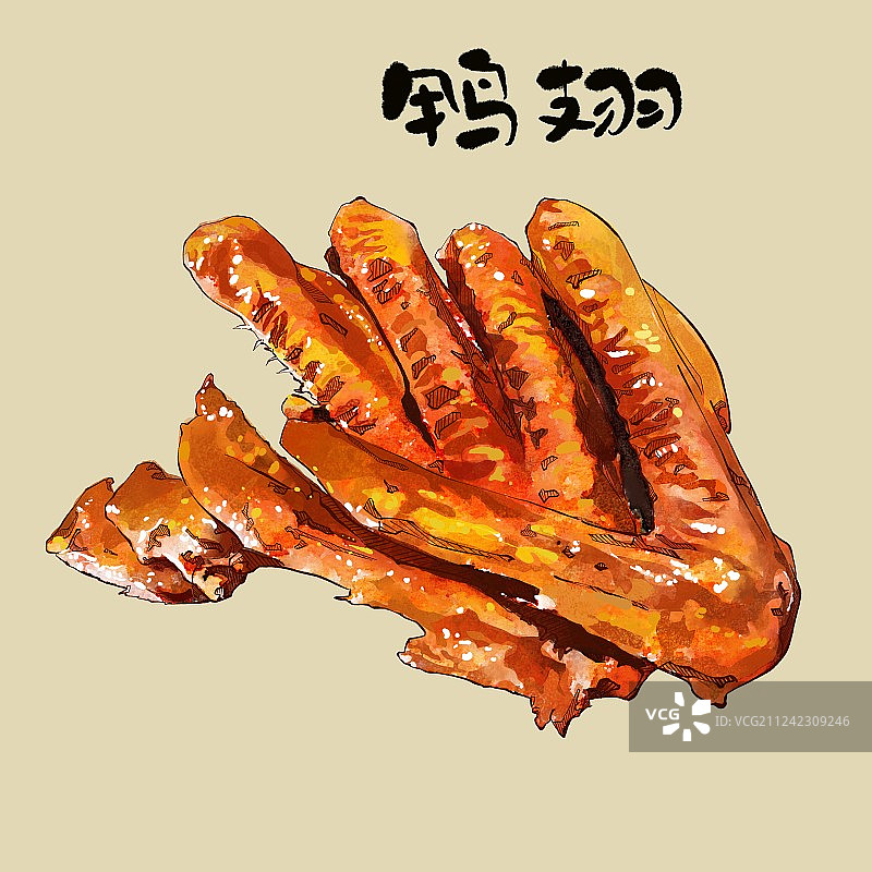 美食插画 卤味卤料 鸡鸭肉 单品不带盘子 鸡翅鸭翅图片素材
