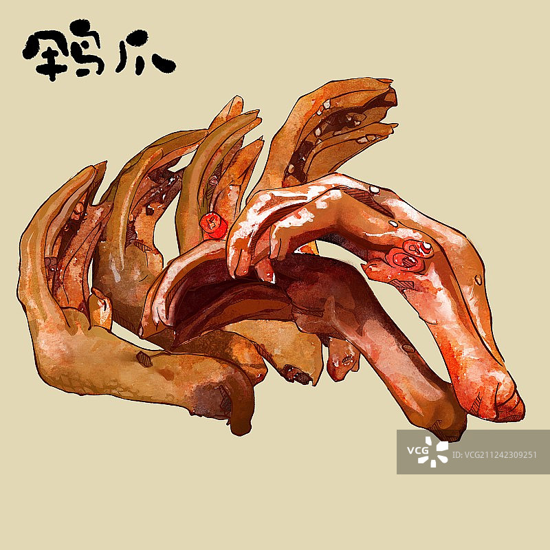 美食插画 卤味卤料 鸡鸭肉 单品不带盘子 鸭爪图片素材