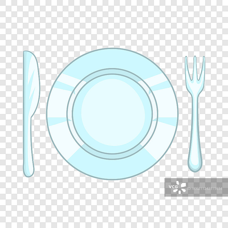 卡通风格的刀叉餐盘图标图片素材
