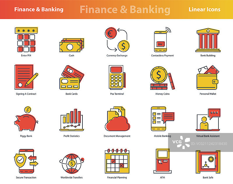 金融彩色图标集图片素材