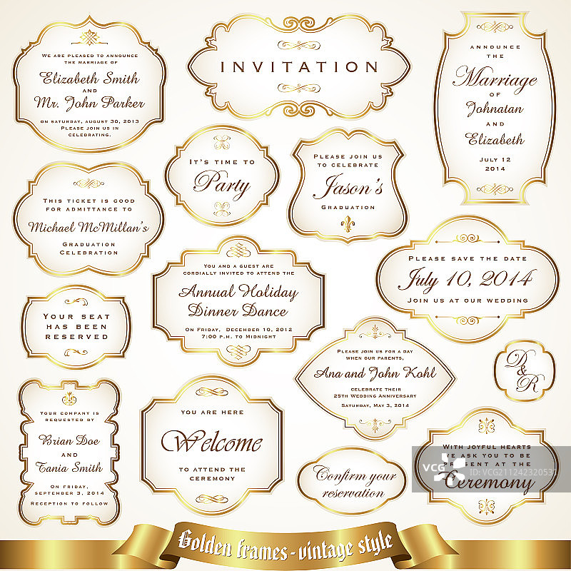 复古风格金色标签相框图片素材