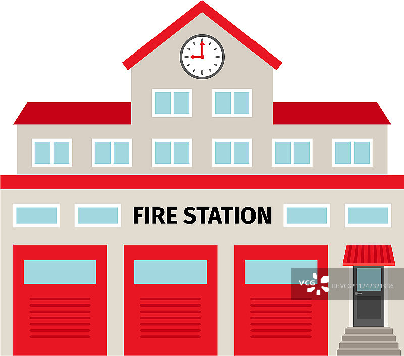 彩色消防站建筑图标图片素材