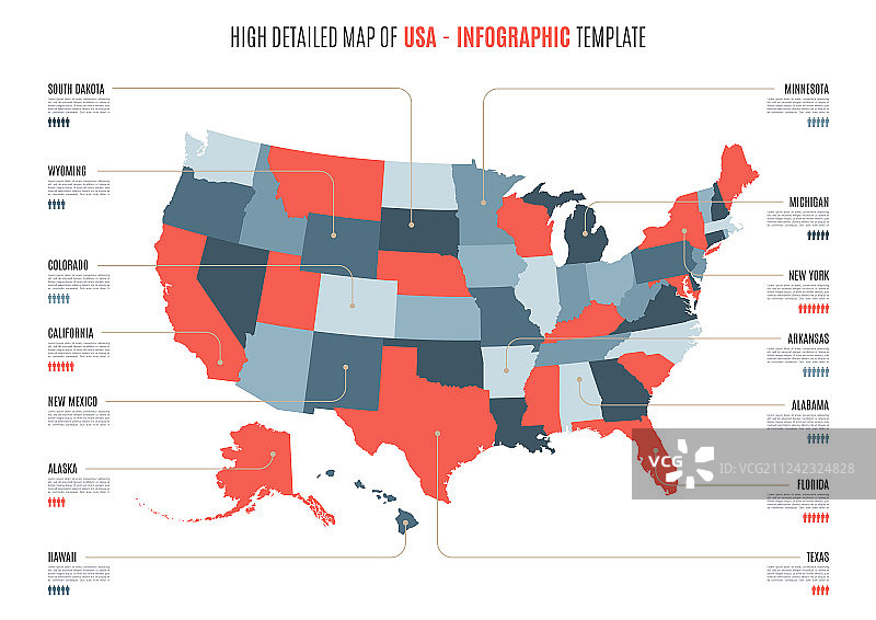 美利坚合众国高精度地图图片素材