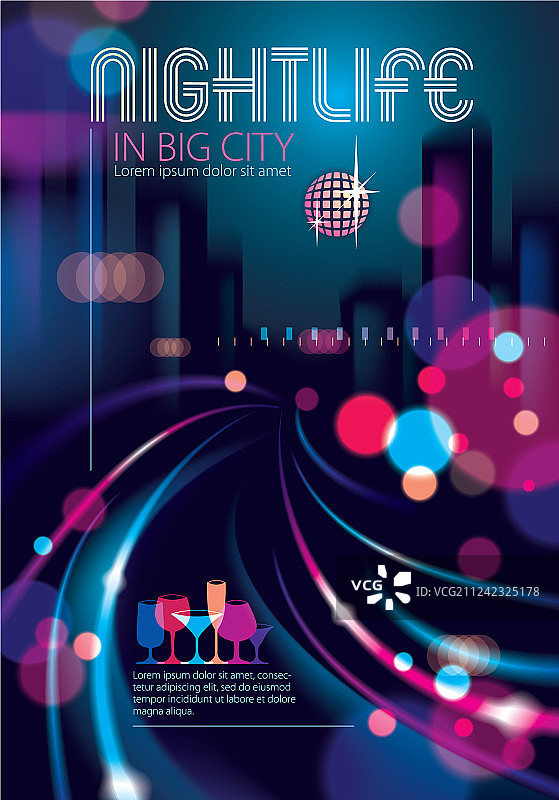 夜间城市生活：街灯和散景图片素材