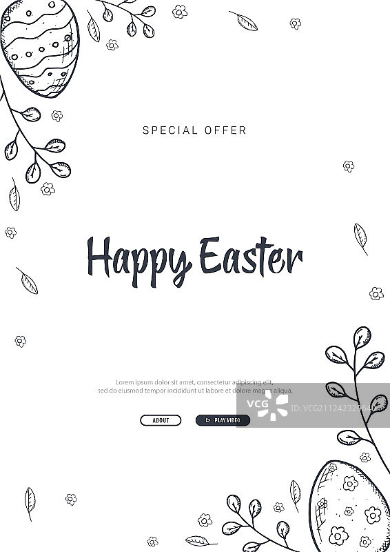 传统素描复活节背景图片素材