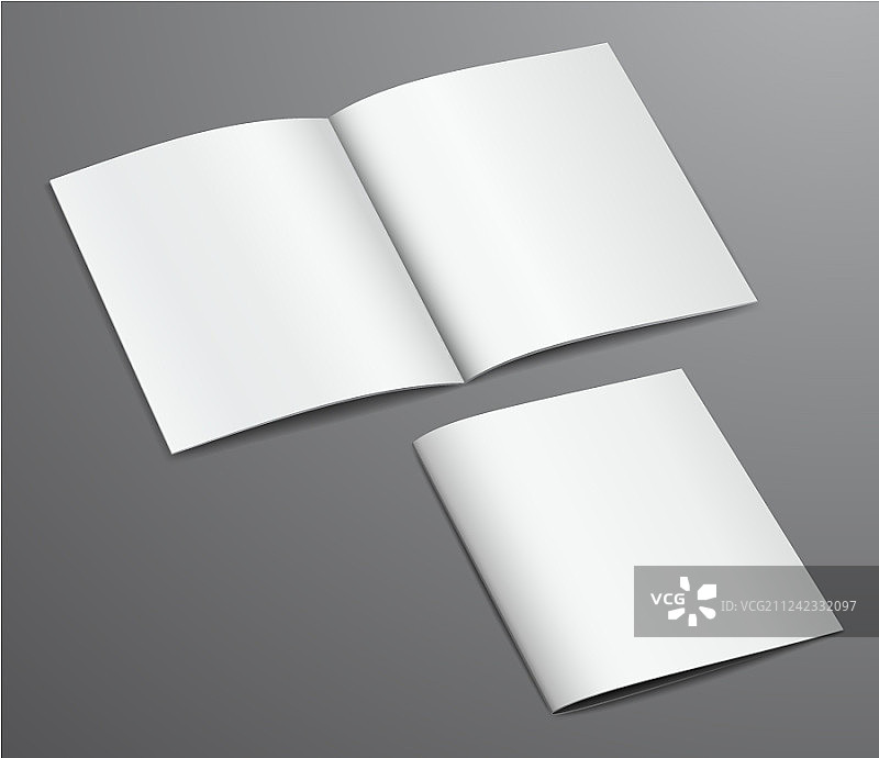 空白白色关闭和打开的小册子杂志图片素材