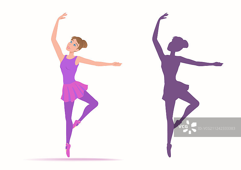 白底上的舞蹈女人及其剪影套装图片素材