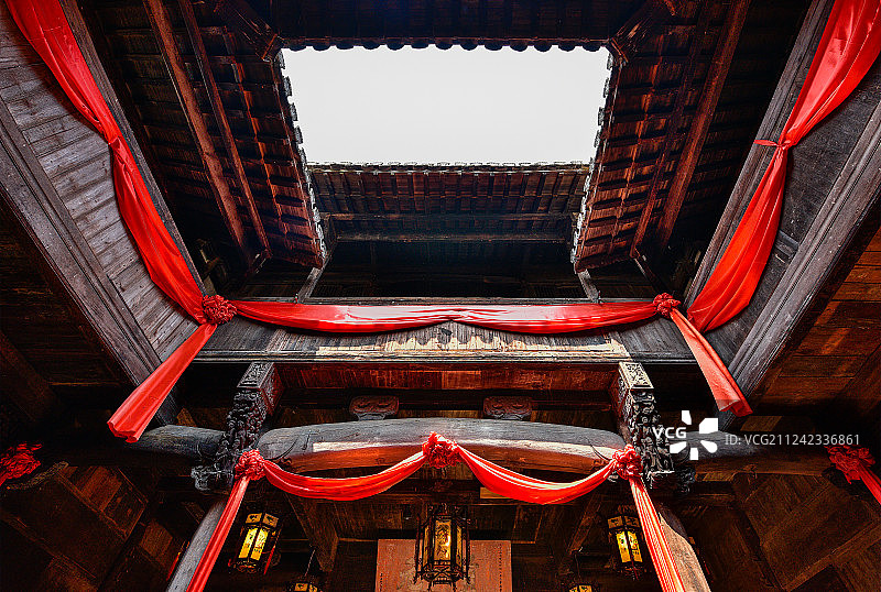 国家5A级景区徽州呈坎古镇徽派建筑景观图片素材