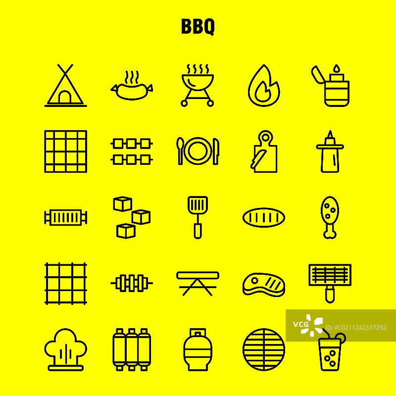 烧烤线性图标包图片素材