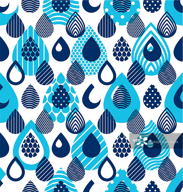 蓝色雨滴无缝图案图片素材
