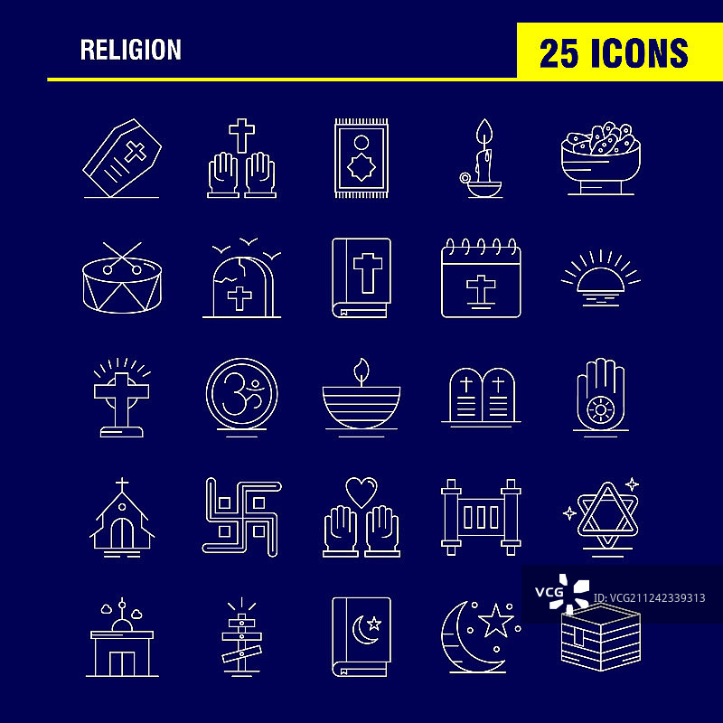 信息图表移动设备宗教线性图标图片素材