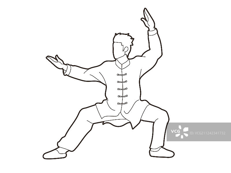 男子功夫姿势预备战斗图片素材