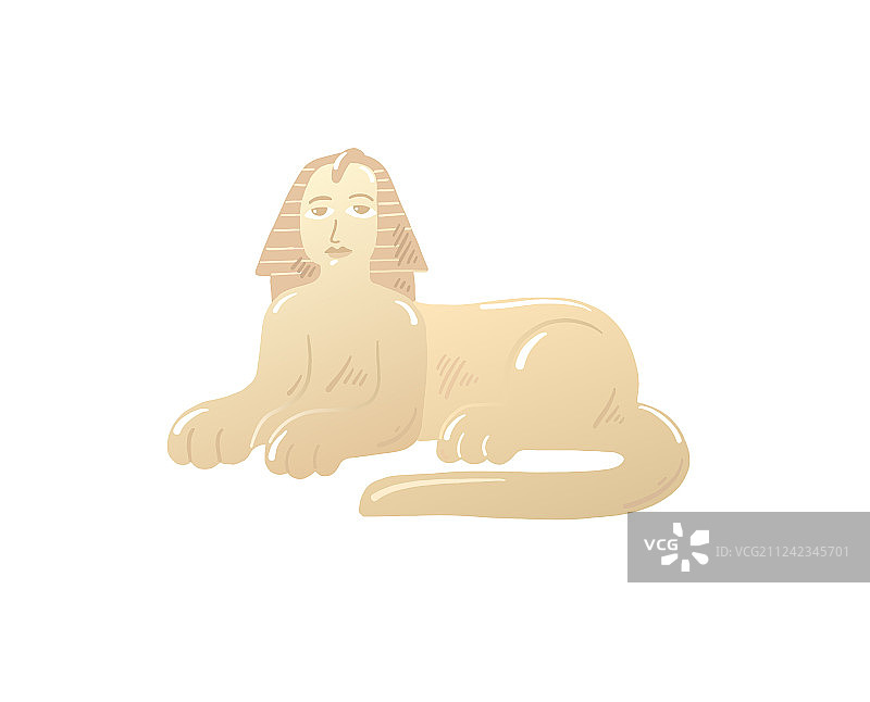 埃及吉萨狮身人面像卡通图标图片素材