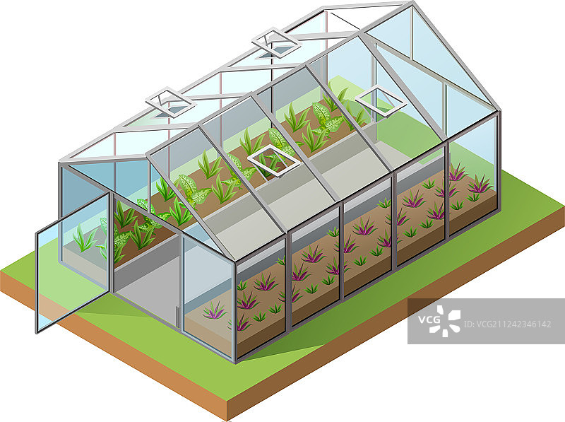 2.5D温室3D图标种植幼苗图片素材