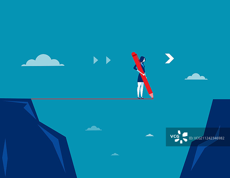 女商人用铅笔画线图片素材