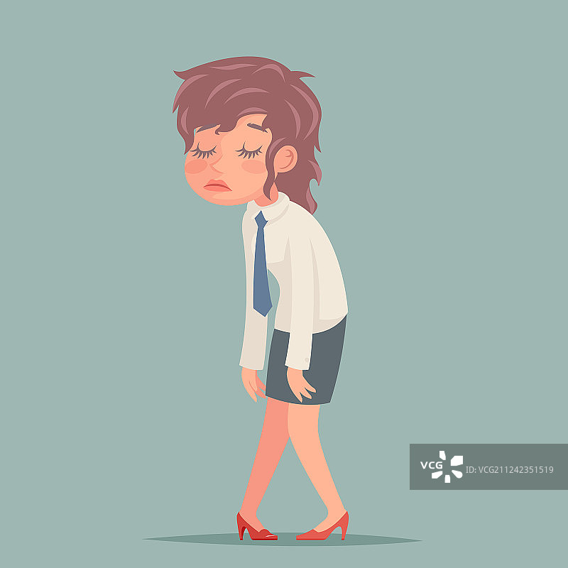 疲惫憔悴的悲伤女商人图片素材