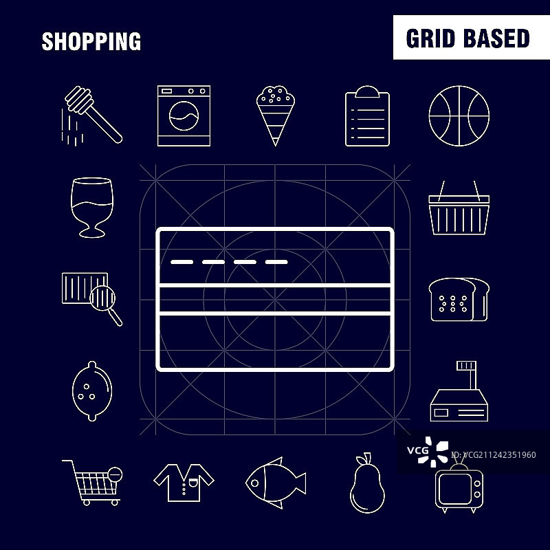 用于网页打印和移动设备用户体验的购物线性图标图片素材