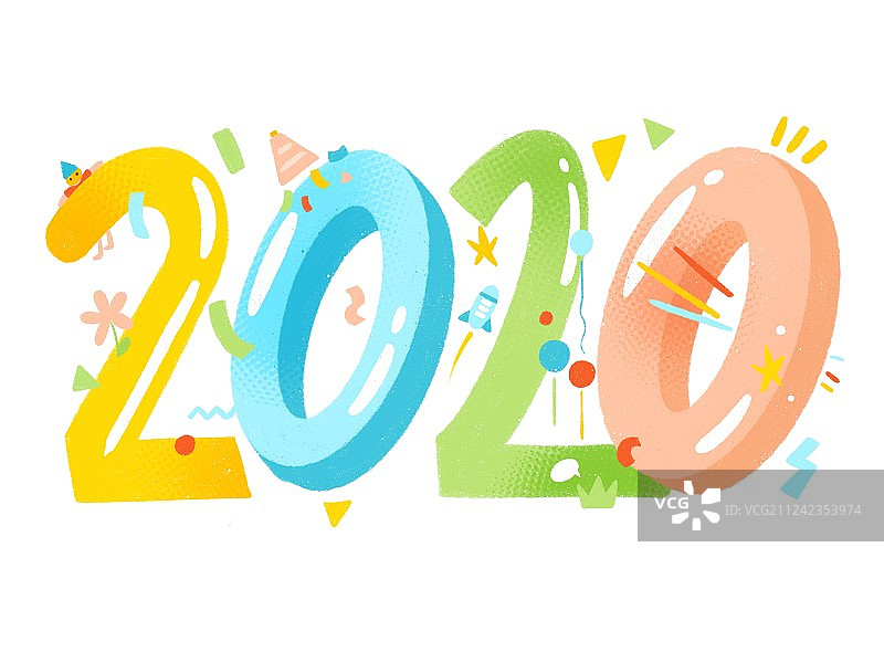 2020年鼠年阿拉伯数字装饰图案插画图片素材
