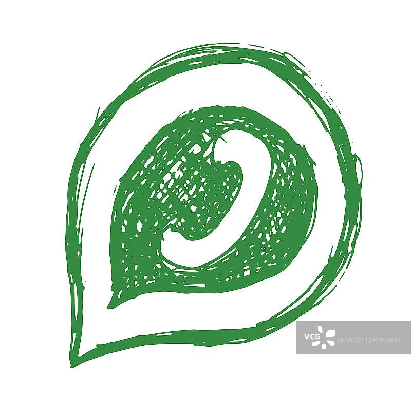 手绘语音气泡中的绿色电话听筒图片素材