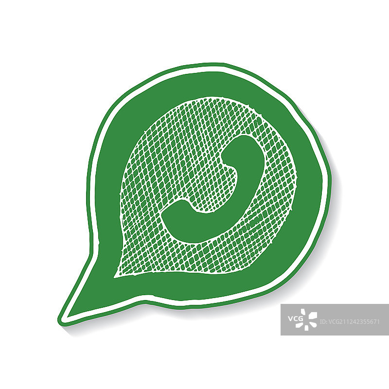 手绘语音气泡中的绿色电话听筒图片素材